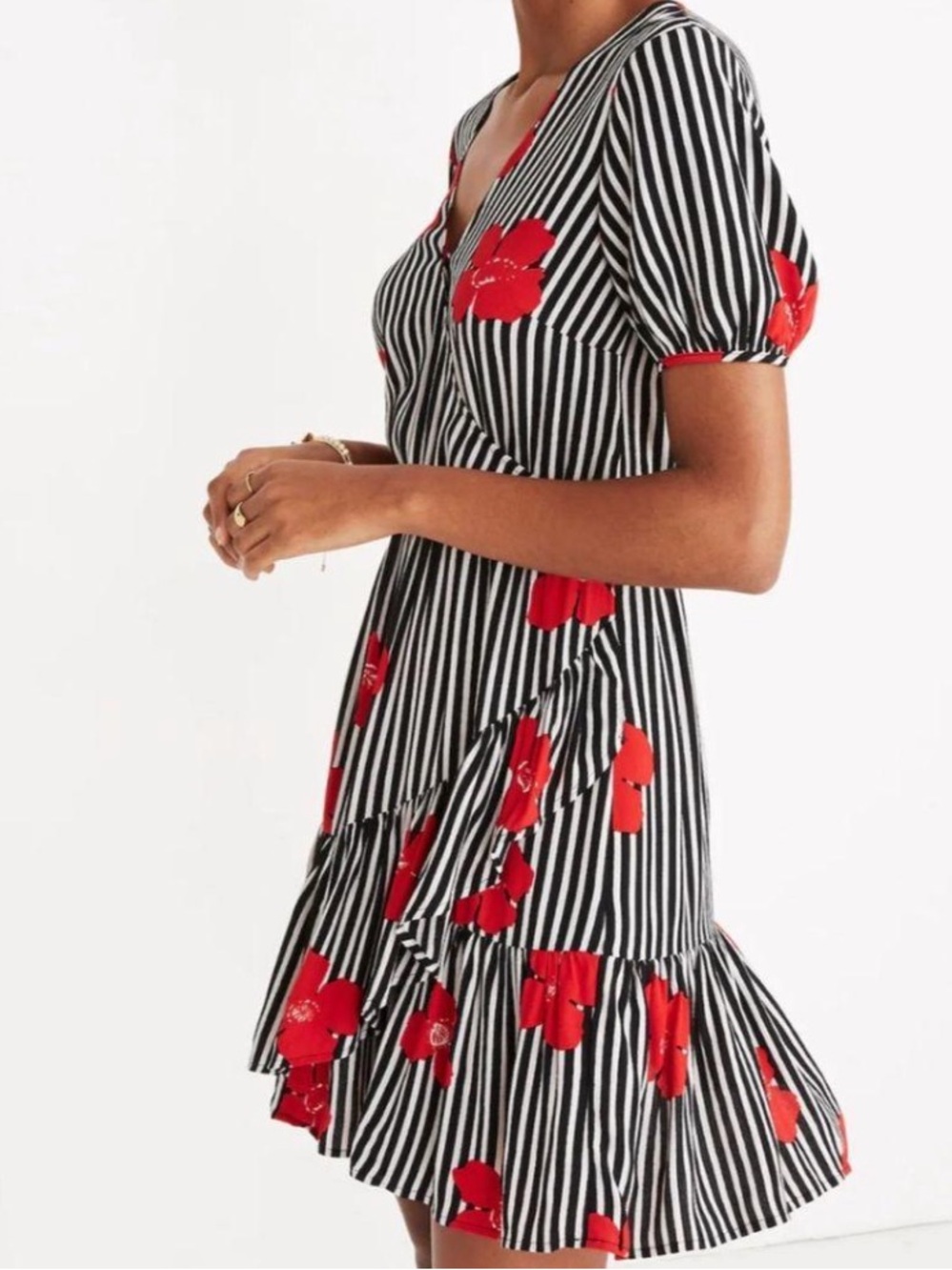 NWT MADEWELL Ruffle-Wrap Dress in
Candied Orchids